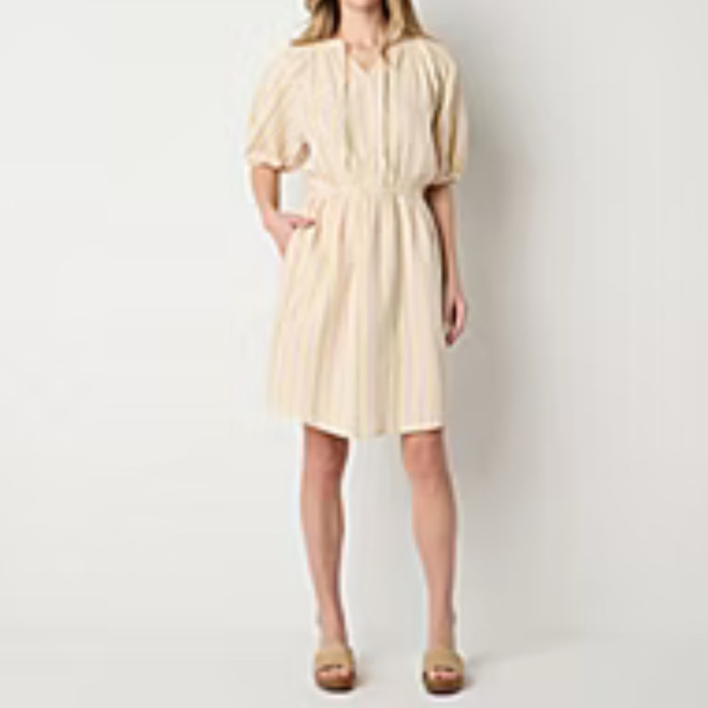 Striped Cream and Pink Dress